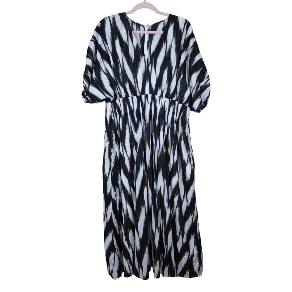 Banana Republic Voile‎ Cotton Elbow Sleeves Fit & Flare Safari Summer Midi Dress